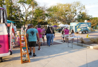 Guests explore the vendor booths along Bates Street at Depot Nights on Bates.