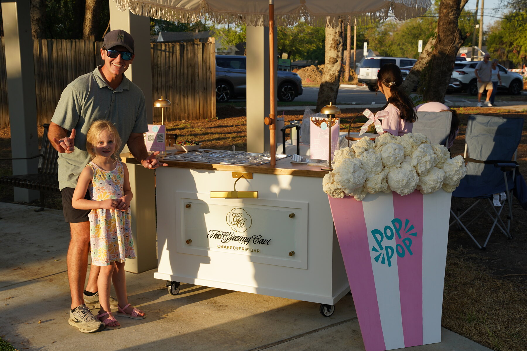 A warm welcome beside the treat cart.